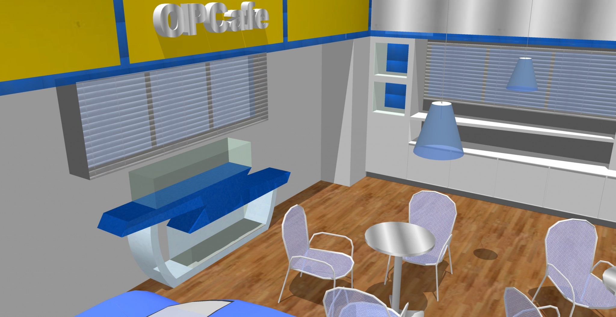 Interior design proposal for a lobby-café